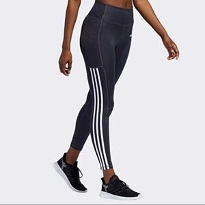Adidas 7/8 Stripe Active Tight Leggings Women’s Small Carbon Gray Black Workout